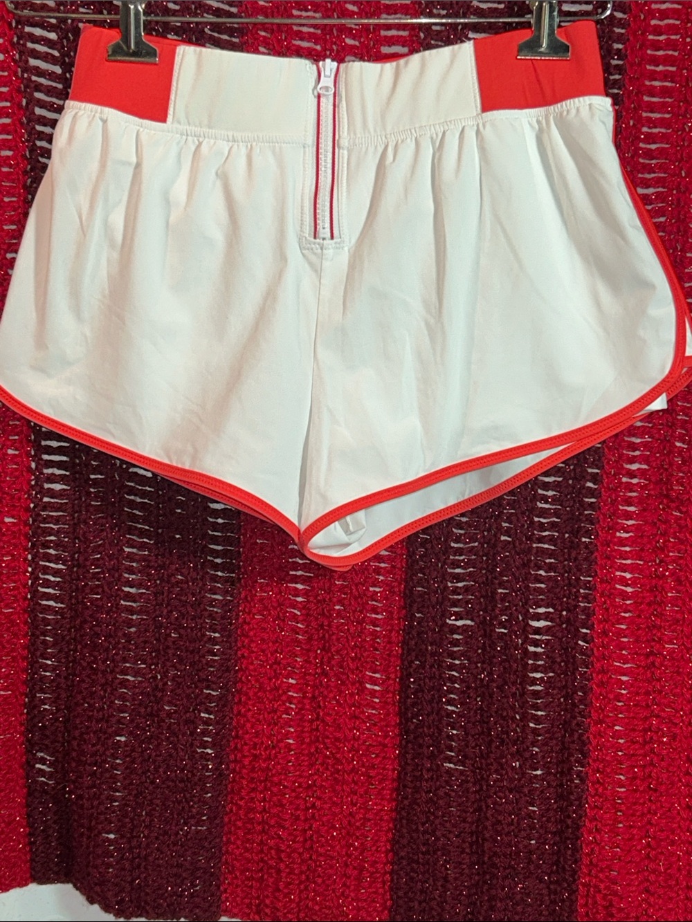 IVL White Athletic Shorts with Coral Trim